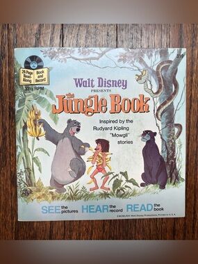 WALT DISNEY’S THE JUNGLE BOOK VTG 1967 DISNEYLAND VINYL RECORD & READ ALONG BOOK
